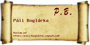 Páli Boglárka névjegykártya